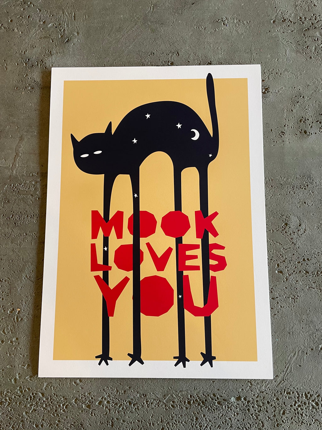 Mook Night Cat Print A3